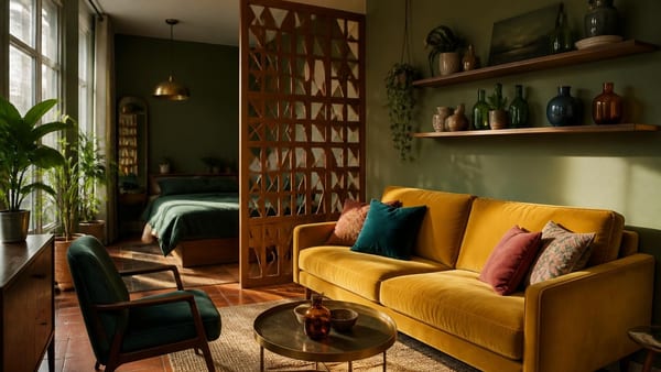 Un studio de 35m2 optimisé à la décoration vintage colorée