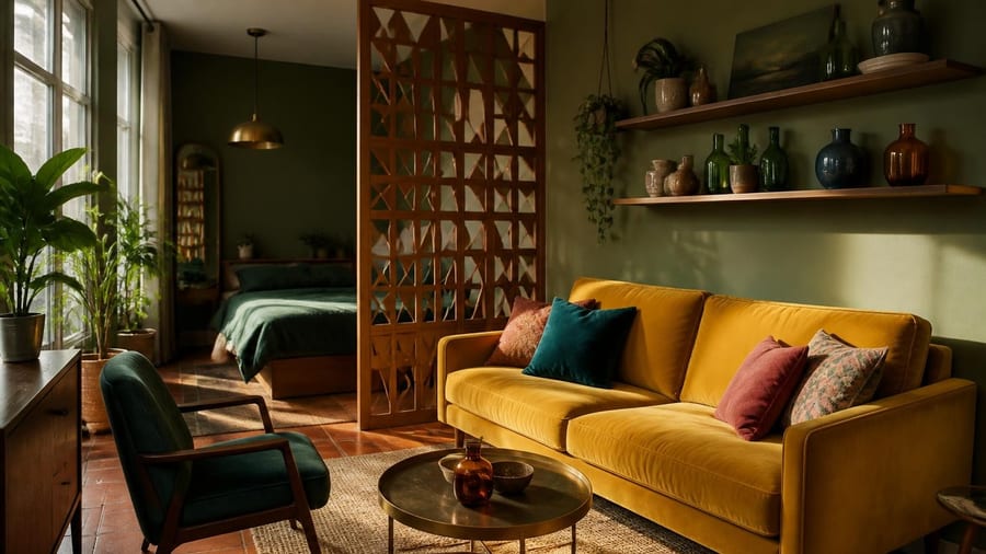 Un studio de 35m2 optimisé à la décoration vintage colorée